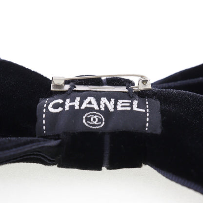CHANEL Brooch Velor black ribbon Women
