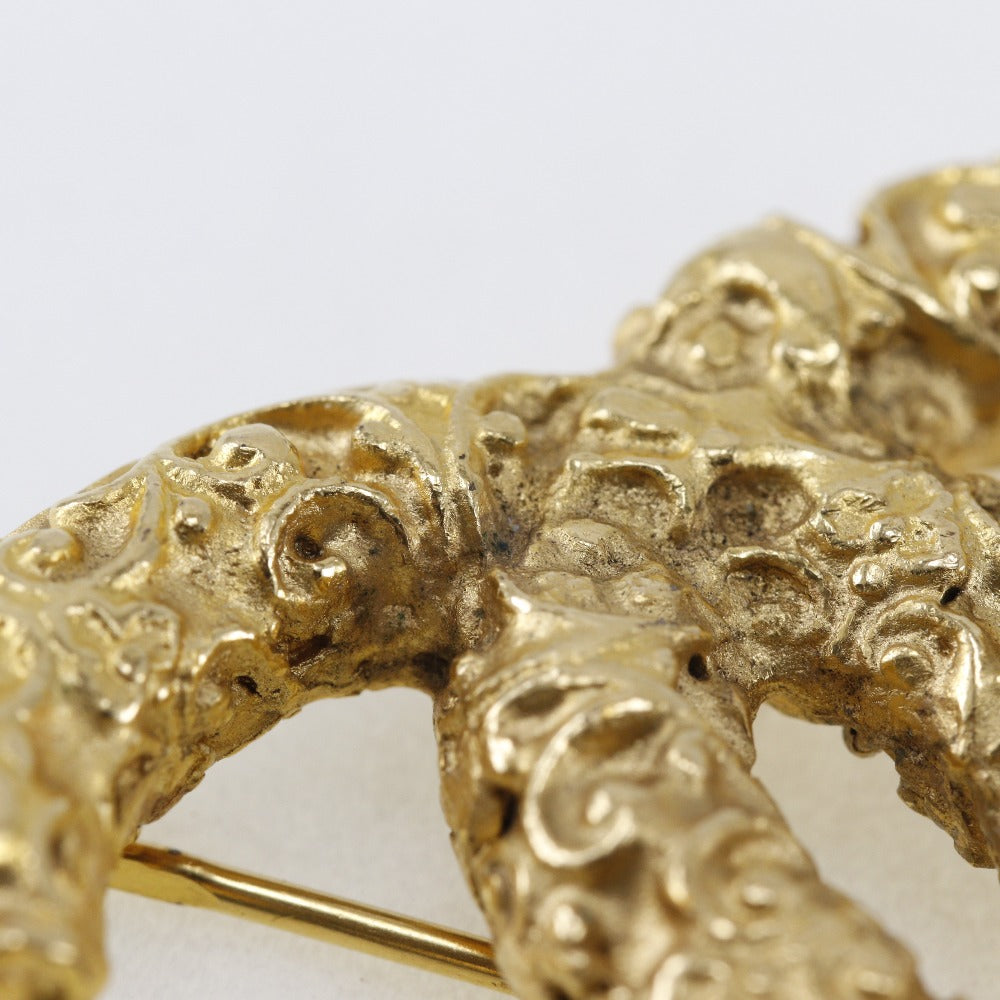 CHANEL Brooch Plated Gold gold lava/fringe COCO Mark Women