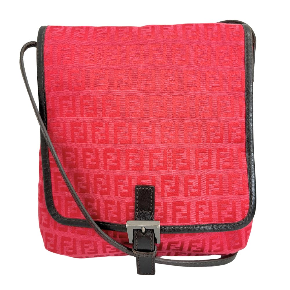 FENDI Shoulder Bag 8BT052 Canvas, leather Red Zucca Women