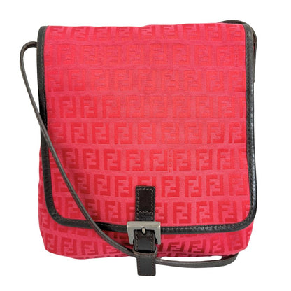 FENDI Shoulder Bag 8BT052 Canvas, leather Red Zucca Women