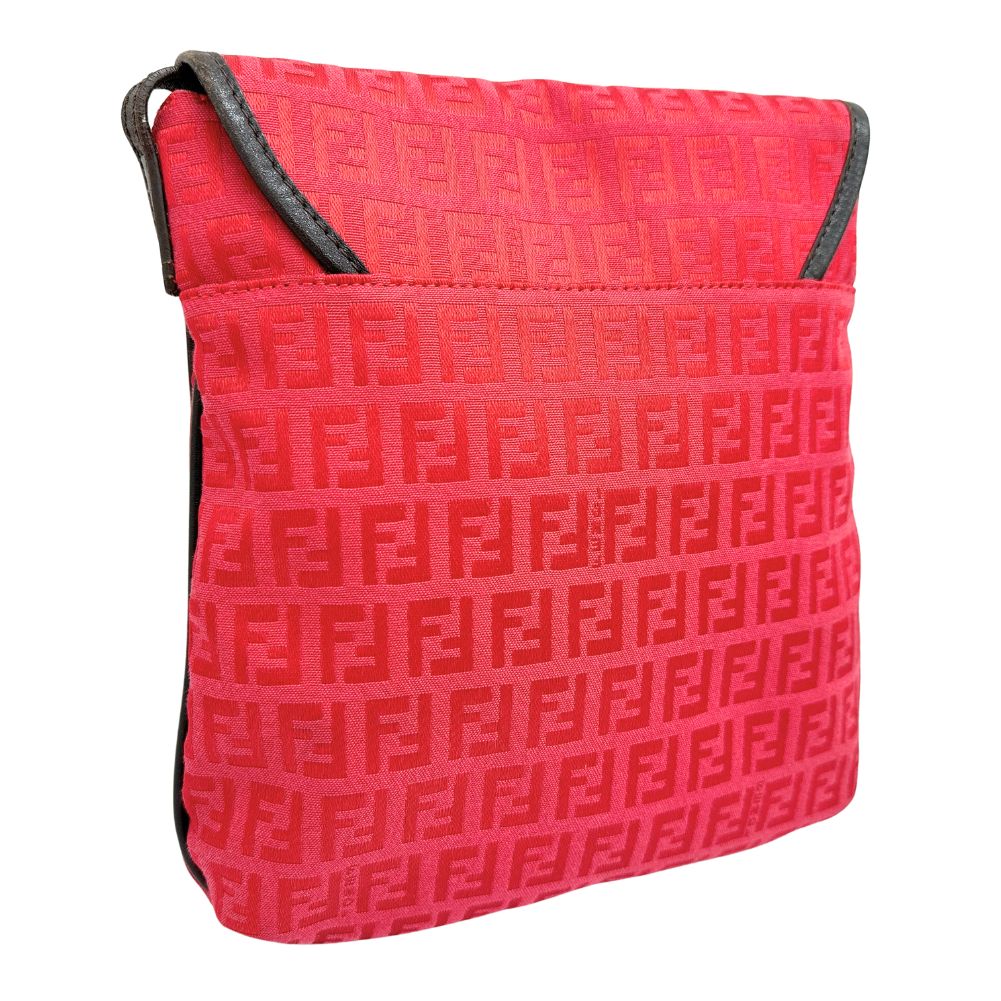 FENDI Shoulder Bag 8BT052 Canvas, leather Red Zucca Women
