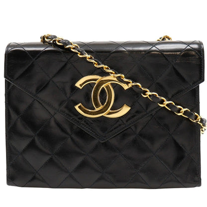 CHANEL Shoulder Bag enamel black Decacoco Matelasse ChainShoulder