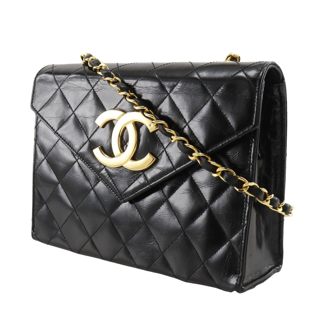 CHANEL Shoulder Bag enamel black Decacoco Matelasse ChainShoulder