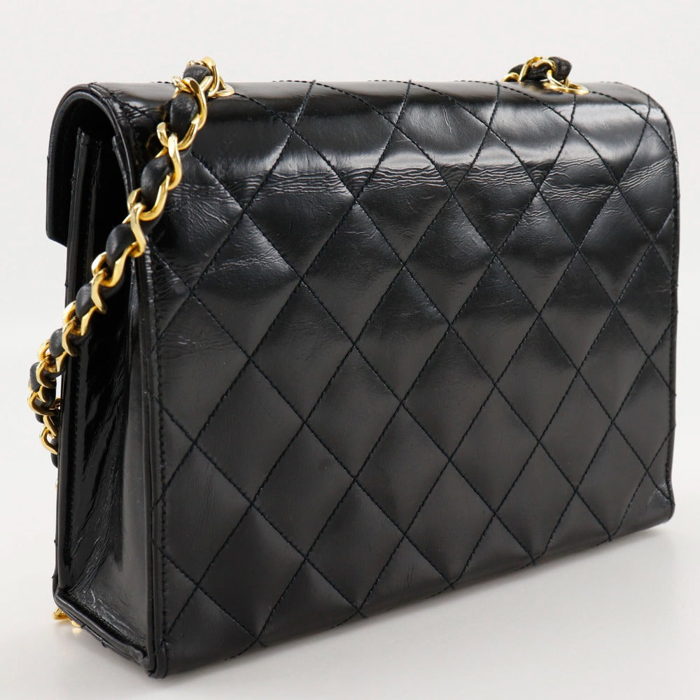 CHANEL Shoulder Bag enamel black Decacoco Matelasse ChainShoulder