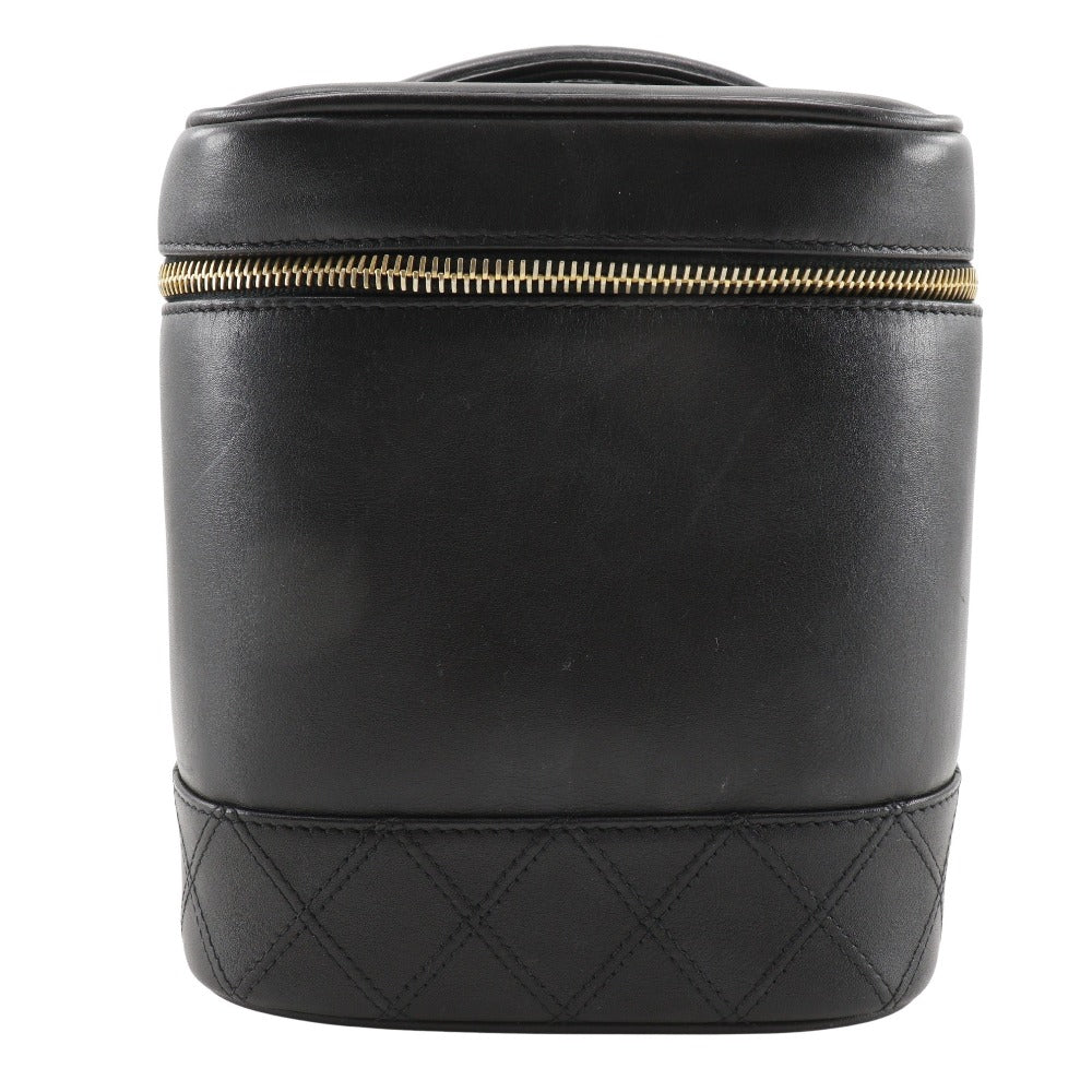 CHANEL Pouch lambskin black Handbag Vanity