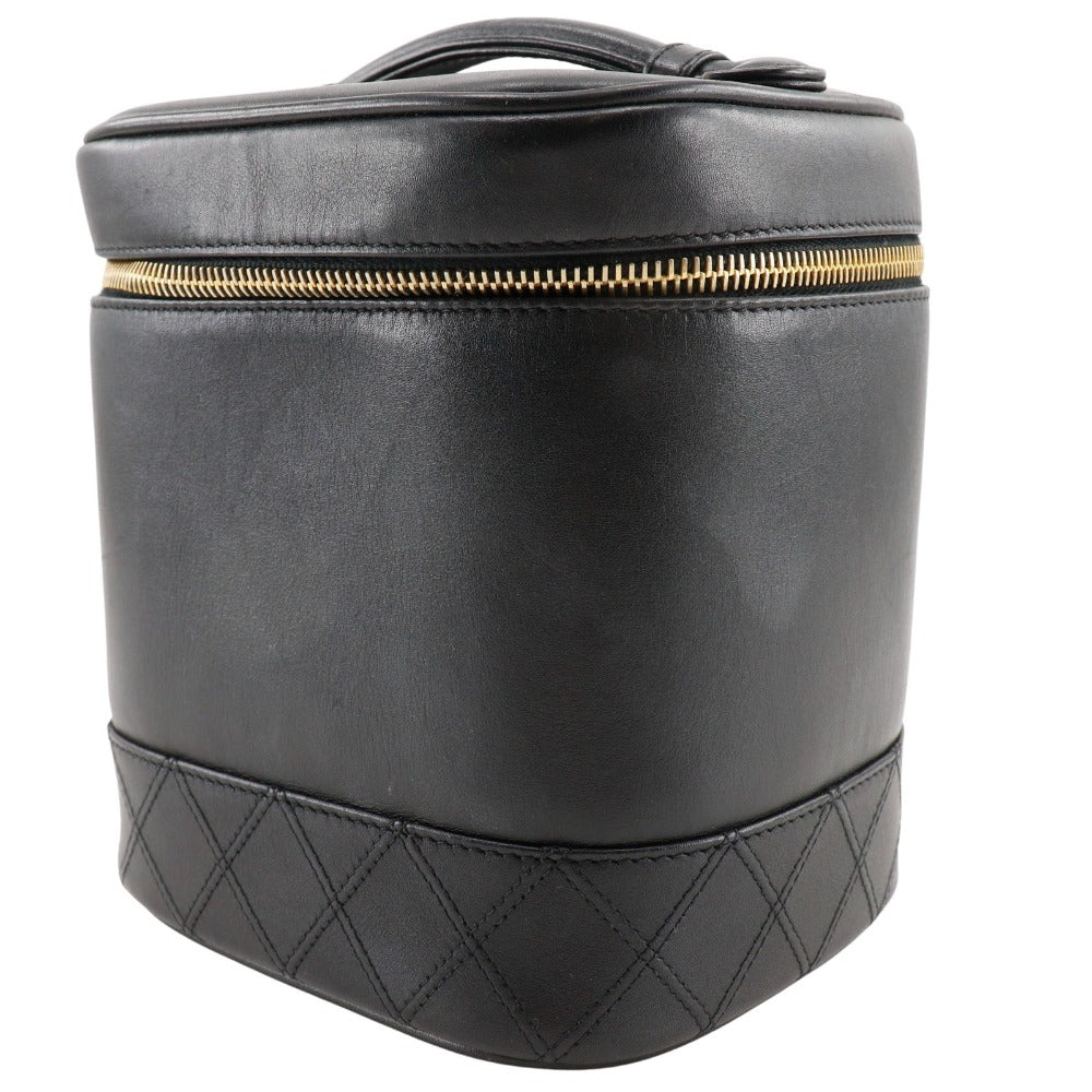 CHANEL Pouch lambskin black Handbag Vanity