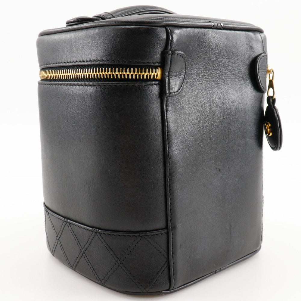 CHANEL Pouch lambskin black Handbag Vanity