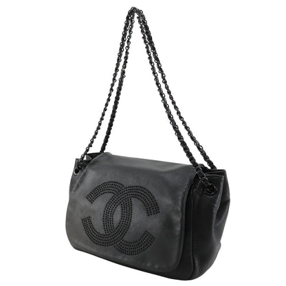 CHANEL Shoulder Bag lambskin black Studs COCO Mark WChainShoulder