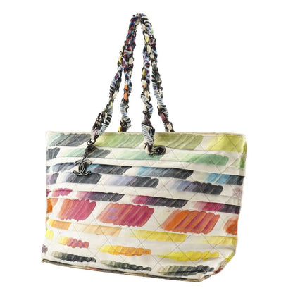 CHANEL Tote Bag canvas multicolor/white Colorama Chain tote