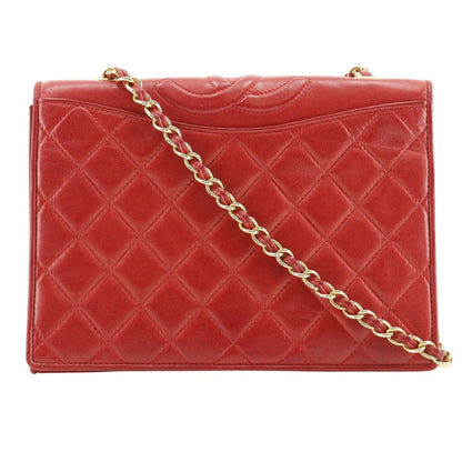 CHANEL Shoulder Bag lambskin Red vintage Matrasse COCO Mark ChainShoulder Women