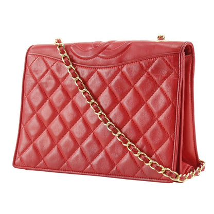 CHANEL Shoulder Bag lambskin Red vintage Matrasse COCO Mark ChainShoulder Women