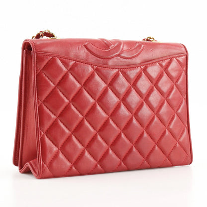 CHANEL Shoulder Bag lambskin Red vintage Matrasse COCO Mark ChainShoulder Women