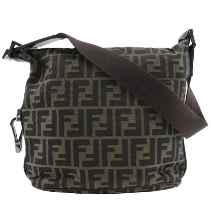 FENDI Shoulder Bag Nylon canvas Brown one belt Zucca Women