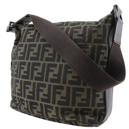 FENDI Shoulder Bag Nylon canvas Brown one belt Zucca Women