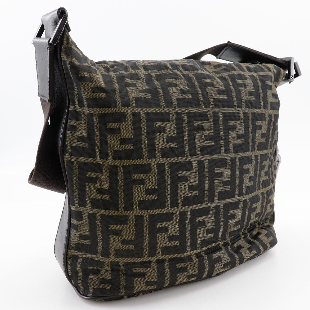 FENDI Shoulder Bag Nylon canvas Brown one belt Zucca Women