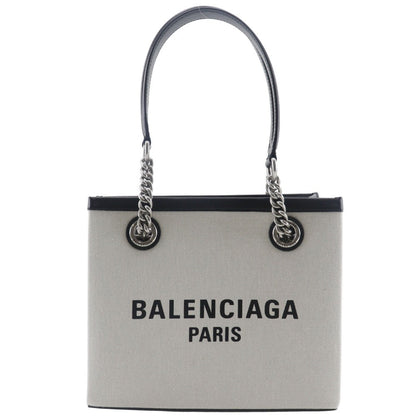 BALENCIAGA Tote Bag 7599412AAOK9260 Cotton, Calfskin Light gray logo Small tote Women