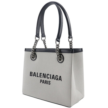 BALENCIAGA Tote Bag 7599412AAOK9260 Cotton, Calfskin Light gray logo Small tote Women