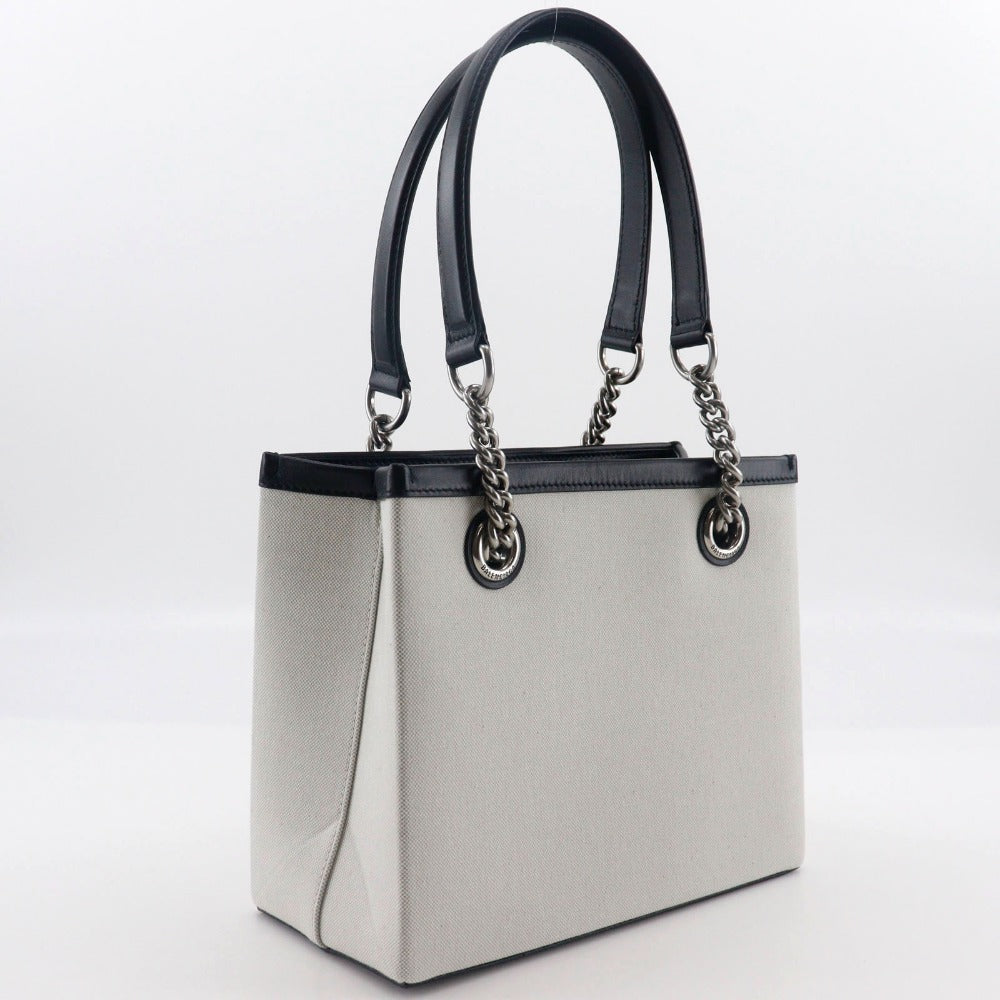 BALENCIAGA Tote Bag 7599412AAOK9260 Cotton, Calfskin Light gray logo Small tote Women