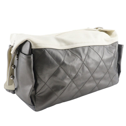 CHANEL Shoulder Bag A34206 Coated canvas Silver one belt Paris Biarritz