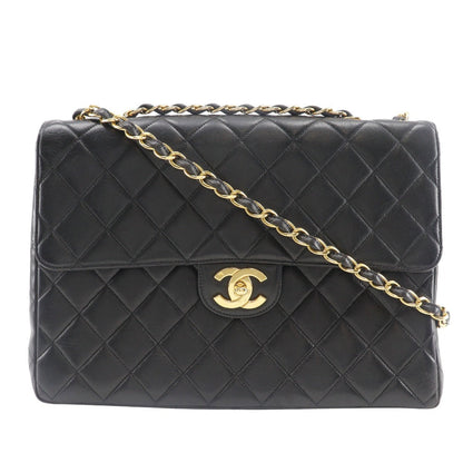 CHANEL Shoulder Bag lambskin black Double chain Deca Trasse