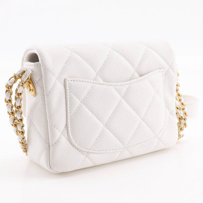CHANEL Shoulder Bag A35200 Caviar skin White/Gold Metal ChainShoulder Matelasse Flap Shoulder Women