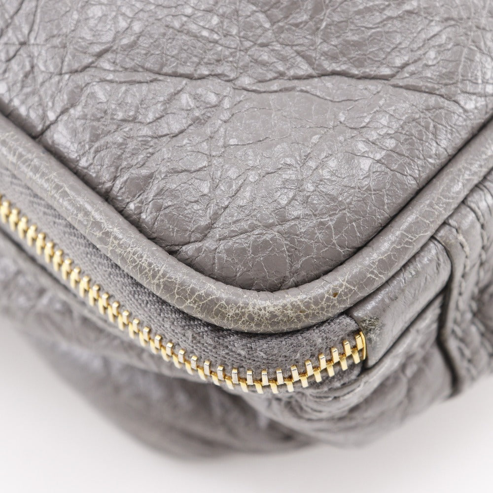 BALENCIAGA Handbag 466541 leather gray 2WAYShoulder Blanket Square S Women