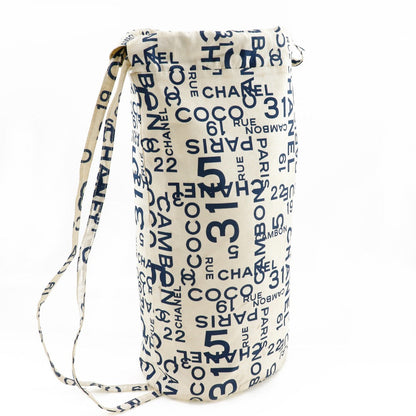 CHANEL Shoulder Bag cotton White logo Bysy line Beach bag Women