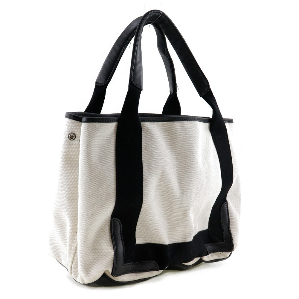 BALENCIAGA Handbag canvas White / black Tote Bag Cabas S Women