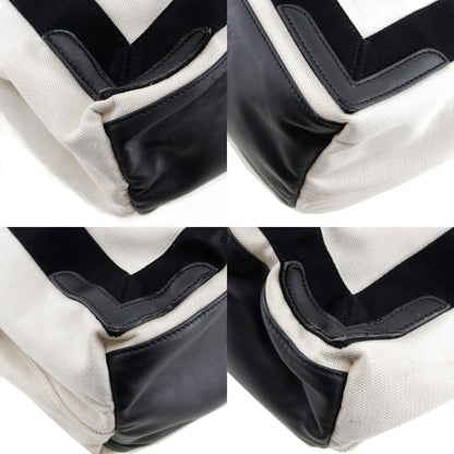 BALENCIAGA Handbag canvas White / black Tote Bag Cabas S Women