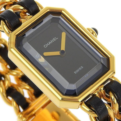 CHANEL Watches Quartz H0001 Plated Gold , Leather black Premiere S black dial Women