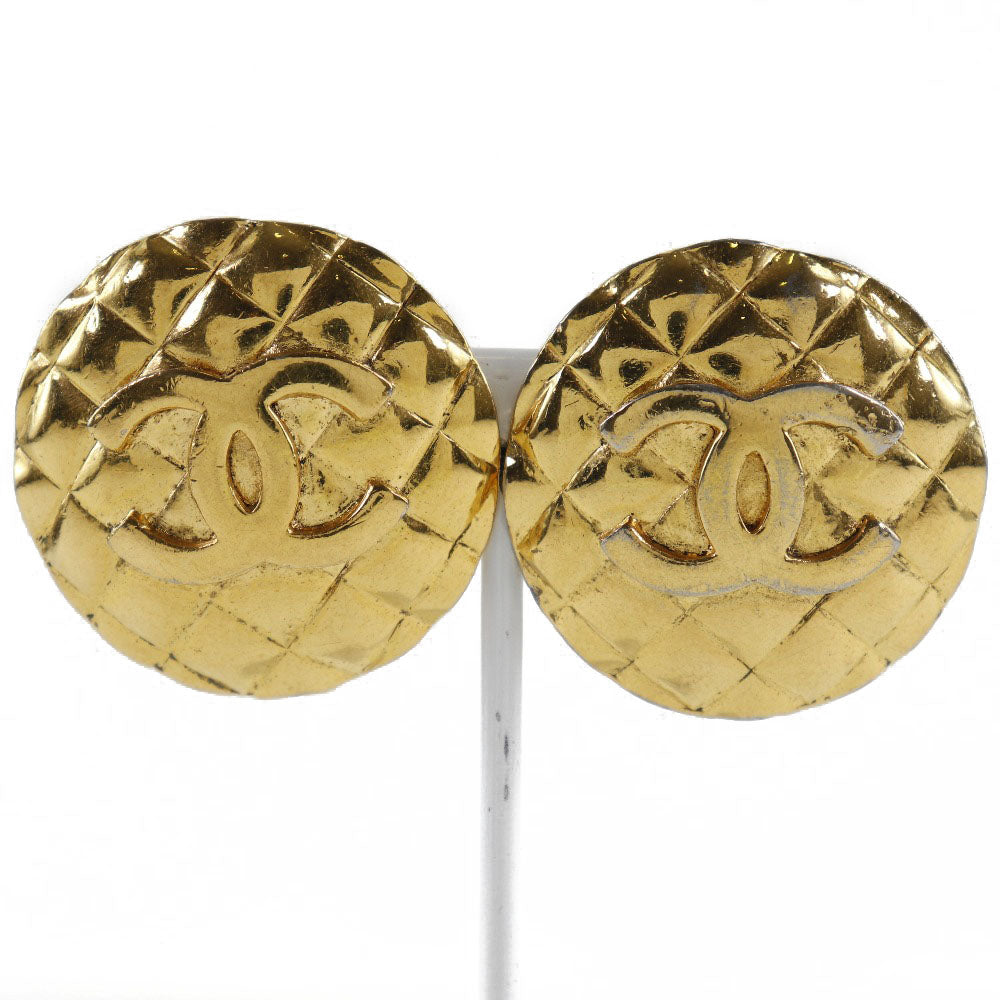 CHANEL Earring Plated Gold gold vintage Matrasse COCO Mark Women