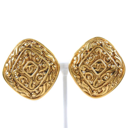 CHANEL Earring Plated Gold gold vintage Rhombus COCO Mark Women