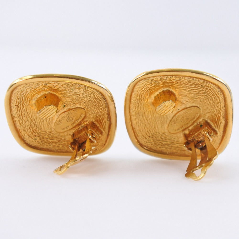 CHANEL Earring Plated Gold gold vintage Rhombus COCO Mark Women