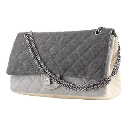 CHANEL Shoulder Bag denim Black / beige Tricolor Mattasse double flap 2.55 ChainShoulder Women