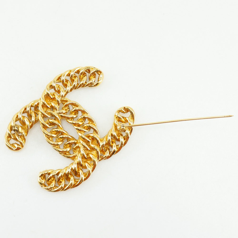 CHANEL Brooch Plated Gold black ChainCOCO Mark Women