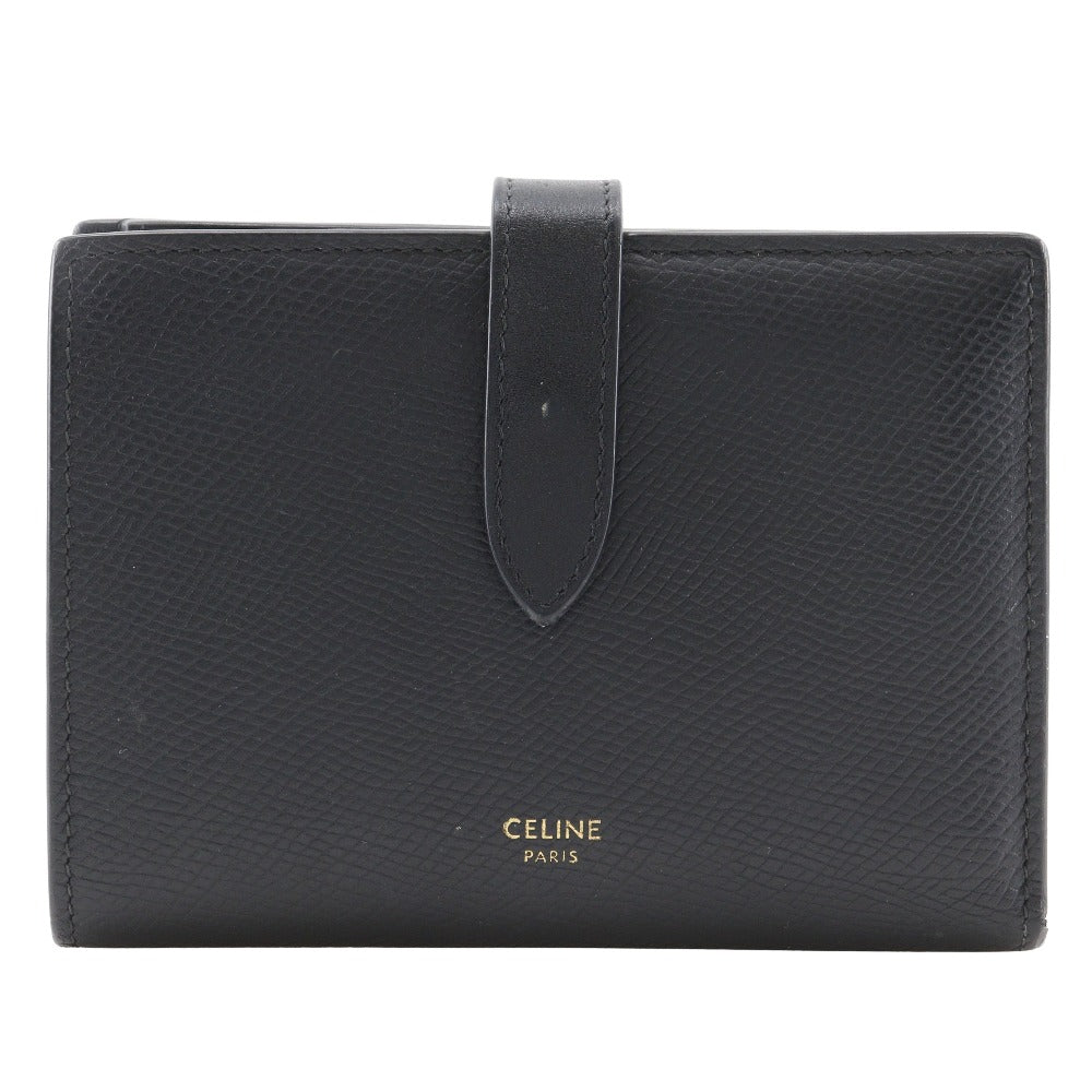 CELINE Bifold Wallet Calfskin black Medium strap wallet Women