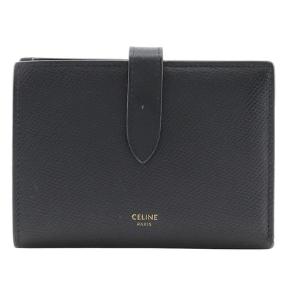 CELINE Bifold Wallet Calfskin black Medium strap wallet Women