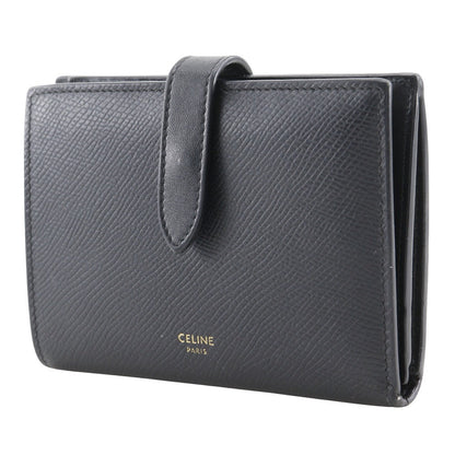 CELINE Bifold Wallet Calfskin black Medium strap wallet Women