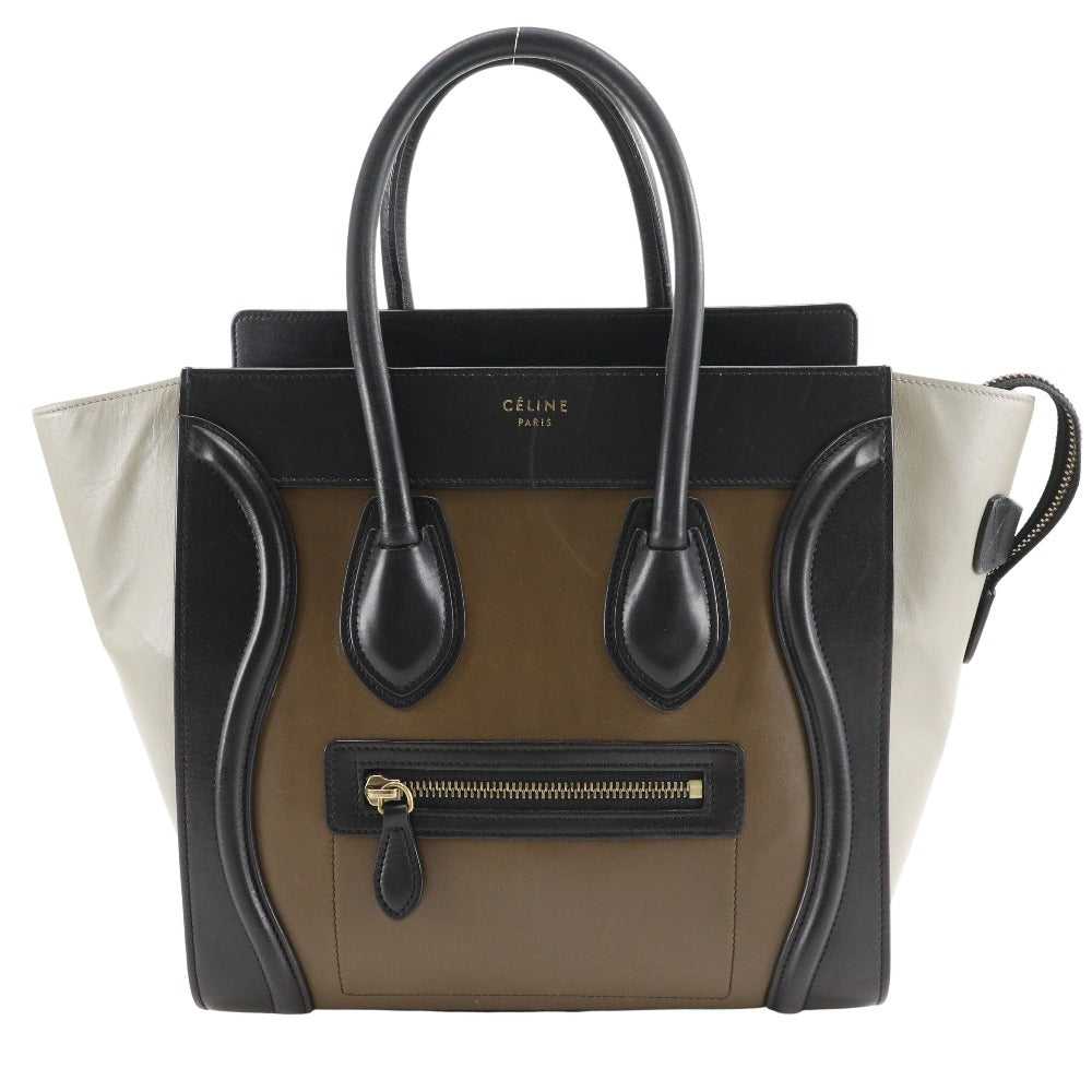 CELINE Handbag Calfskin Brown Luggage micro shopper Women