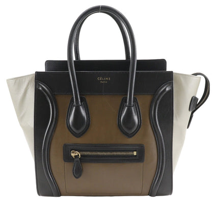CELINE Handbag Calfskin Brown Luggage micro shopper Women