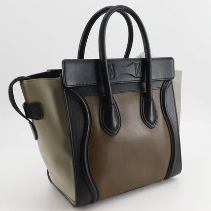 CELINE Handbag Calfskin Brown Luggage micro shopper Women