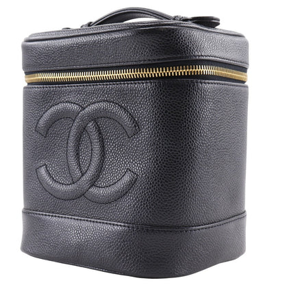 CHANEL Pouch A01998 Caviar skin black Handbag COCO Mark Vanity Women