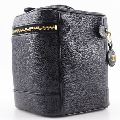 CHANEL Pouch A01998 Caviar skin black Handbag COCO Mark Vanity Women