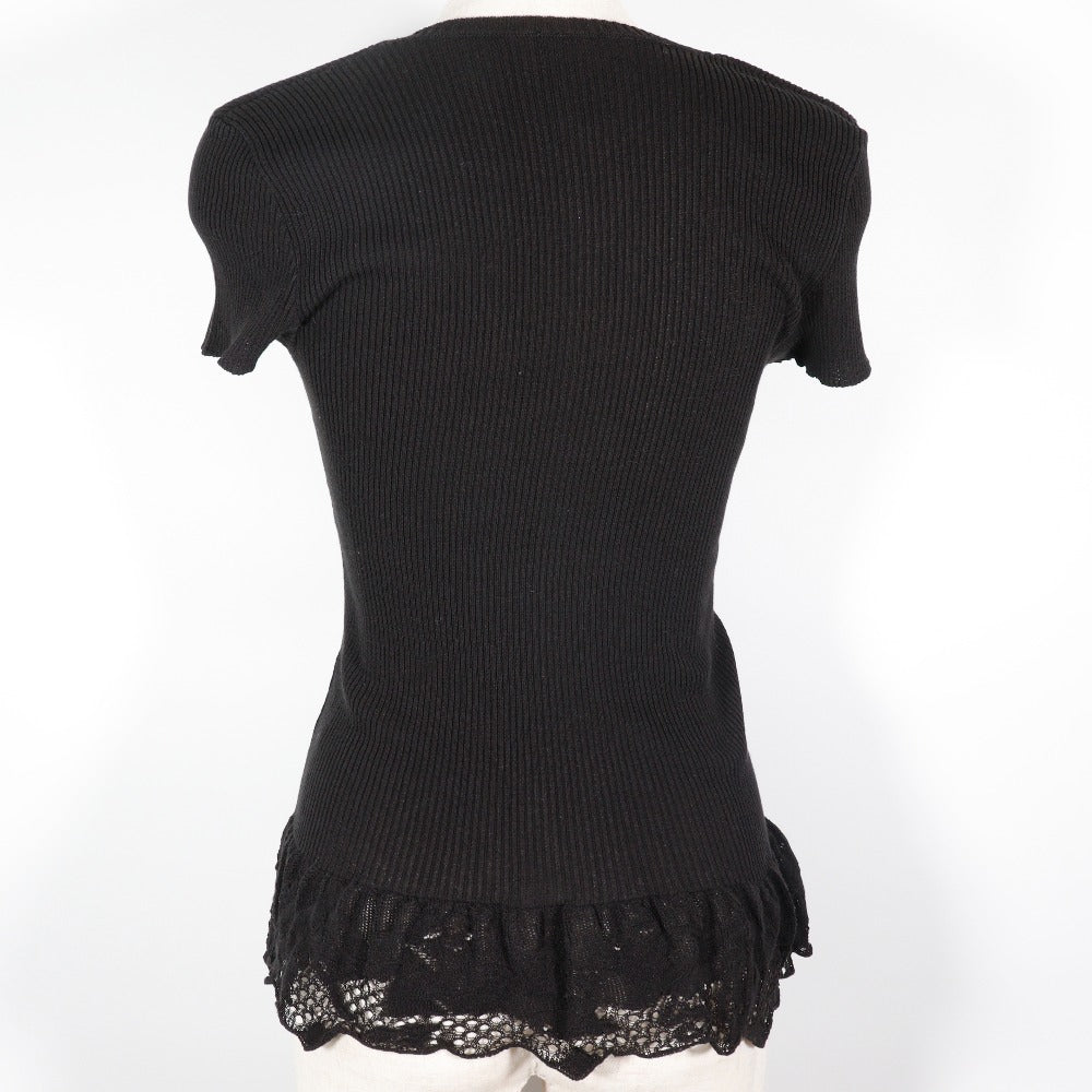 CHANEL knit P28461K00111 06P Cotton, Nylon black Summer knit COCO Mark Short sleeve Women 38