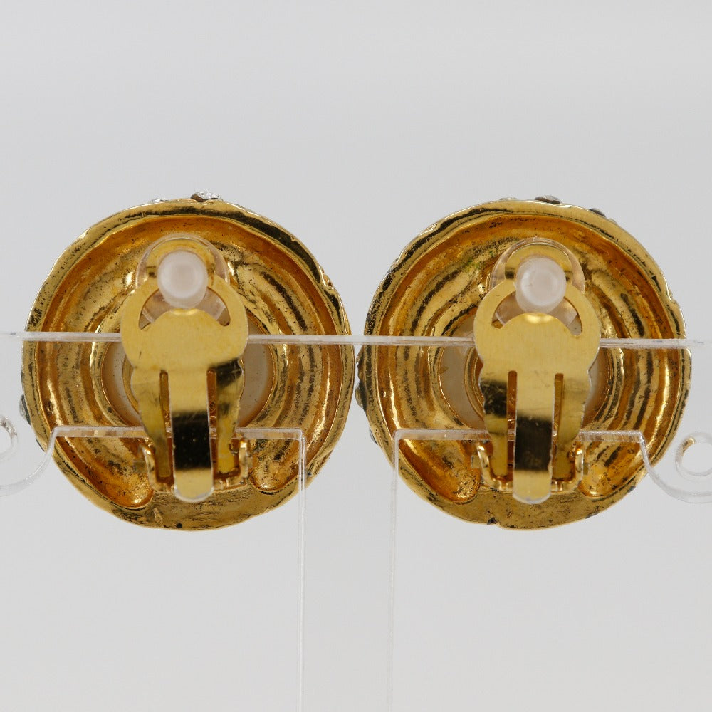 CHANEL Earring Plated Gold, Faux Pearl, Rhinestone gold vintage Women
