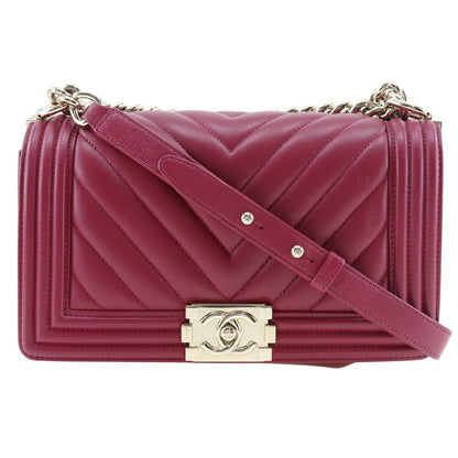 CHANEL Shoulder Bag lambskin wine-red Boy chanel Women