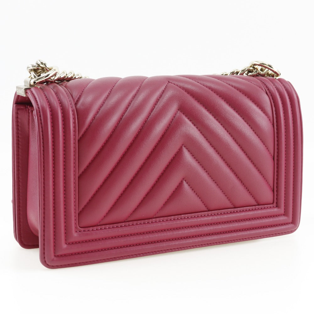 CHANEL Shoulder Bag lambskin wine-red Boy chanel Women