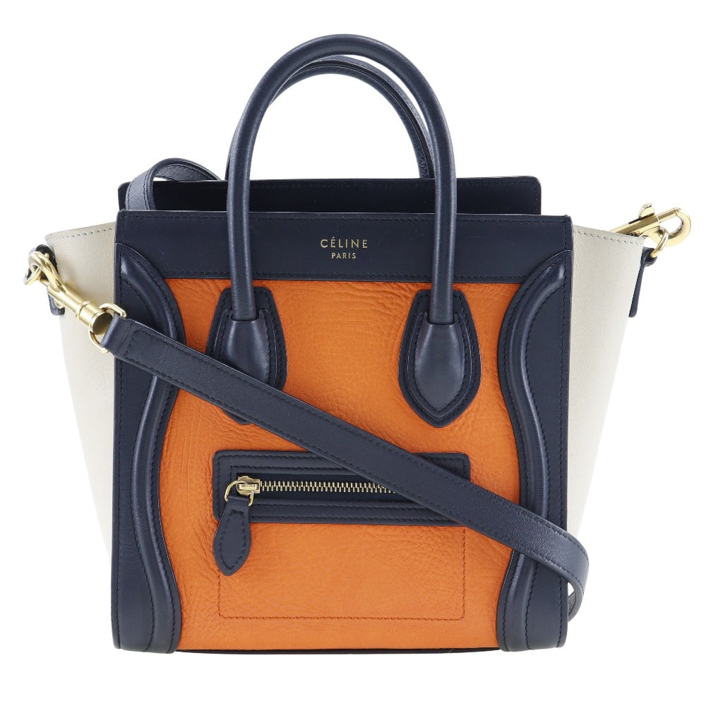 CELINE Shoulder Bag Calfskin black Luggage nano shopper Women