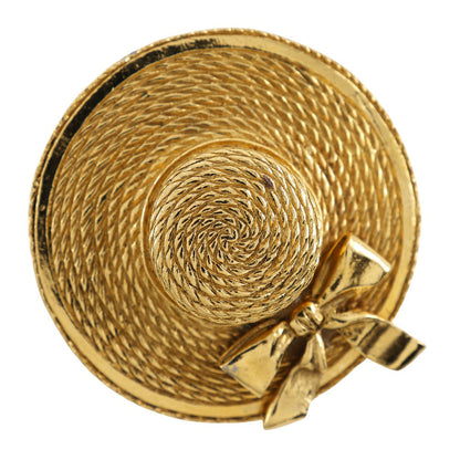 CHANEL Brooch Plated Gold gold Straw hat Women