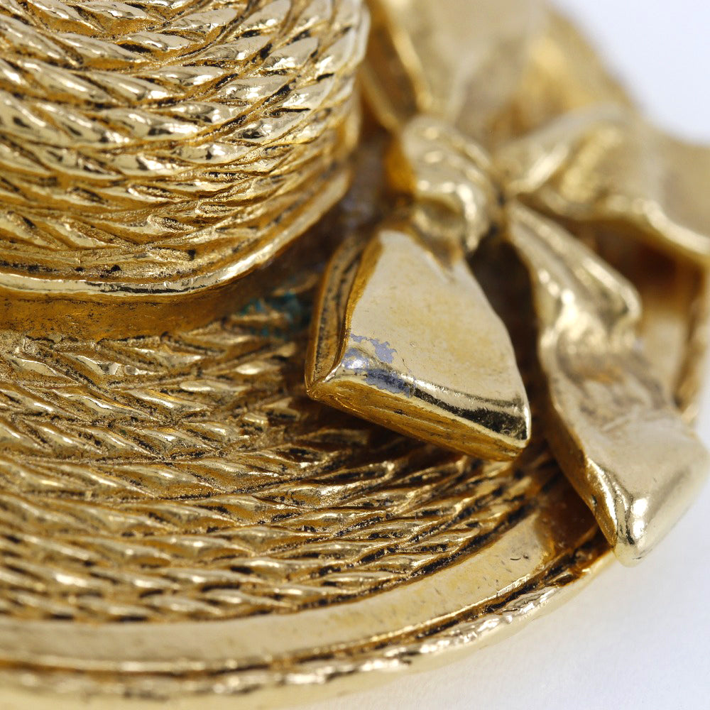 CHANEL Brooch Plated Gold gold Straw hat Women